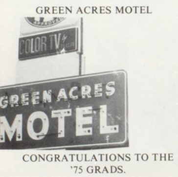 Green Acres Motel - 1975 Newberry High Yearbook Ad (newer photo)